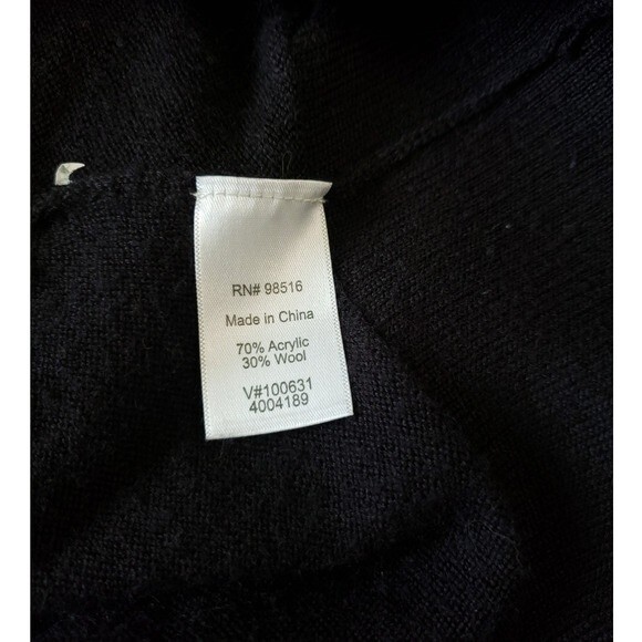 Coldwater Creek Black Short V Neck Sleeve Sweater Wool Blend- Size L -Swing - Picture 9 of 9